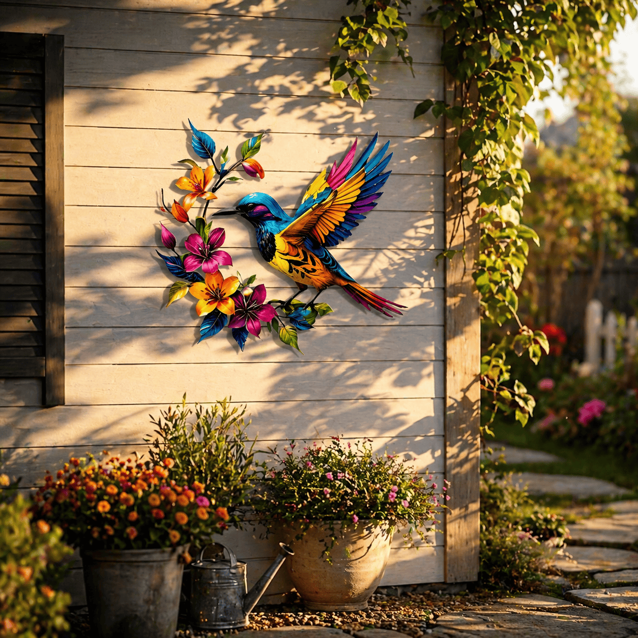 Hummingbird Bloom Metal Wall Art