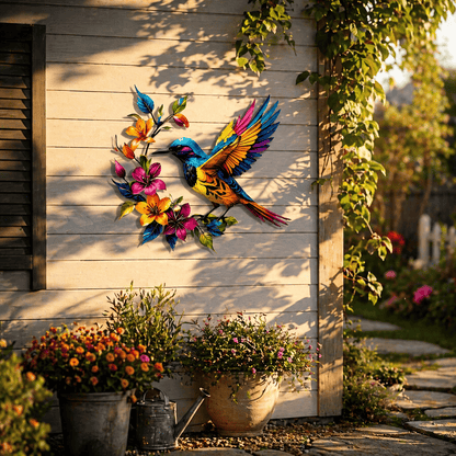 Hummingbird Bloom Metal Wall Art