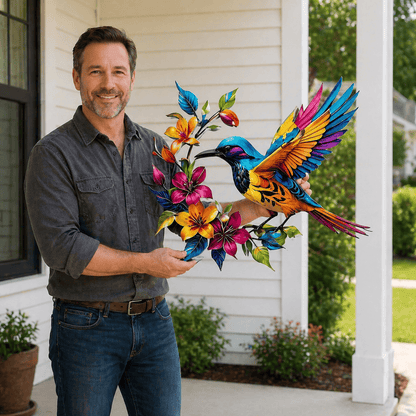 Hummingbird Bloom Metal Wall Art