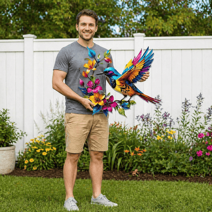 Hummingbird Bloom Metal Wall Art
