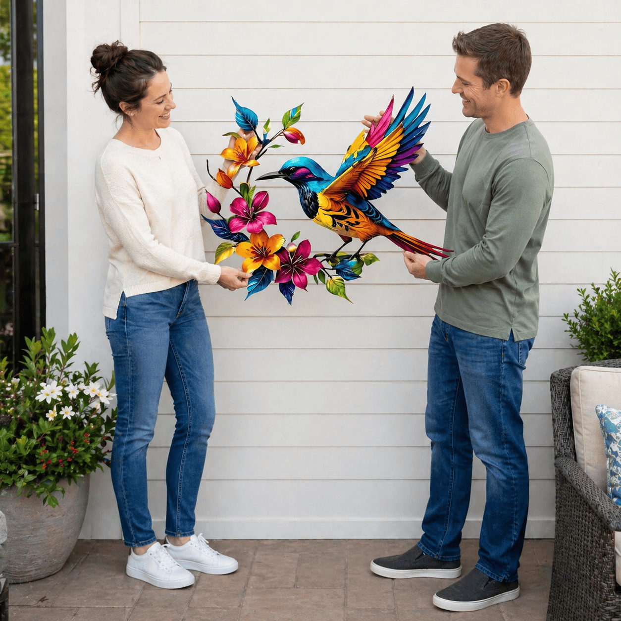 Hummingbird Bloom Metal Wall Art