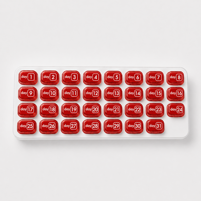💊Monthly Pill Organizer with Lid - Arthritis-Friendly Easy-Open Lids 31 Removable Daily Pill Pods Date Reminder & Travel Case for Vitamins & Medications