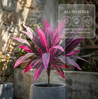 2Pcs Large Artificial Boston Fern & Dragon's Blood Tree Plants | Vibrant Pink Purple Faux Plants for Garden Patio Balcony Decor 🌼
