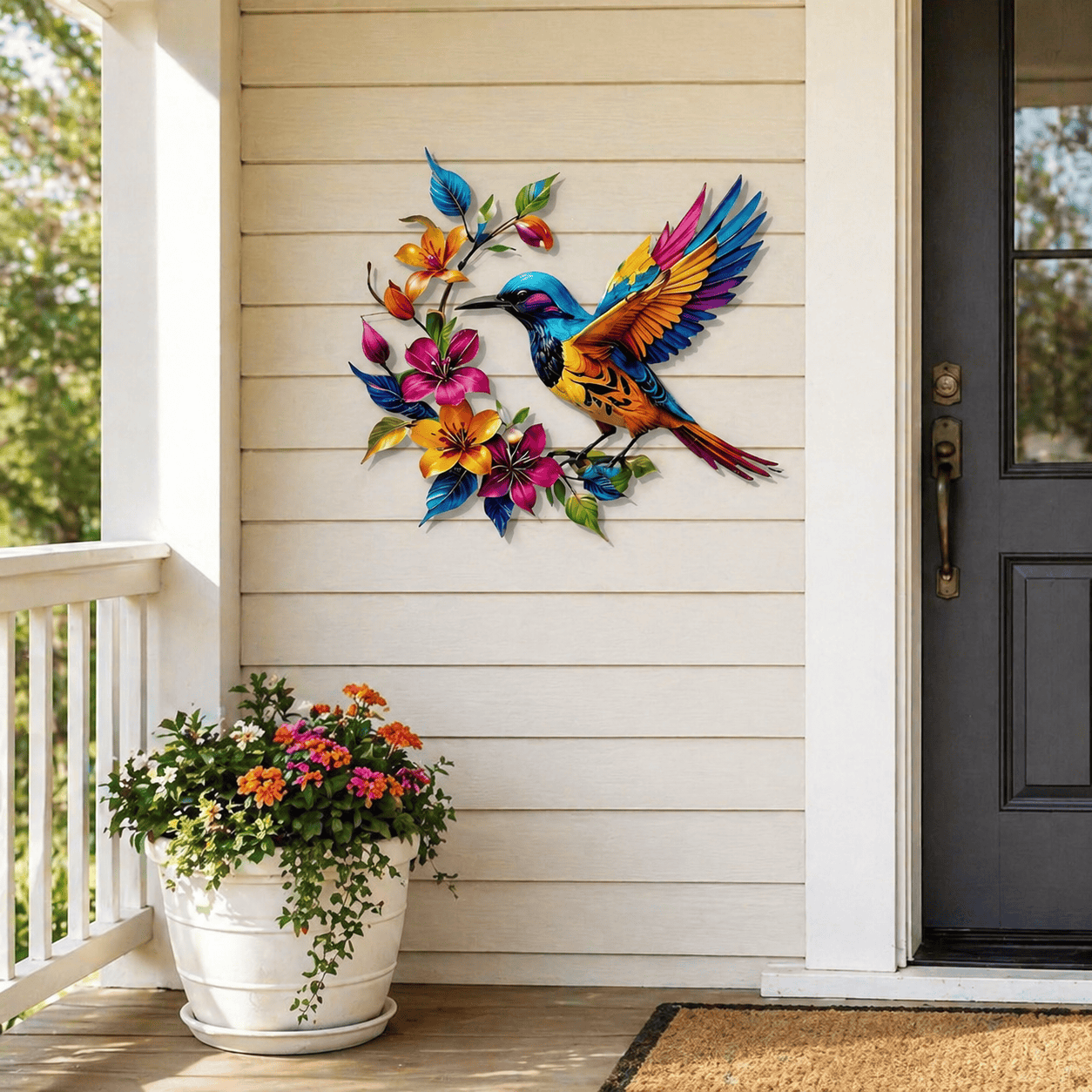 Hummingbird Bloom Metal Wall Art