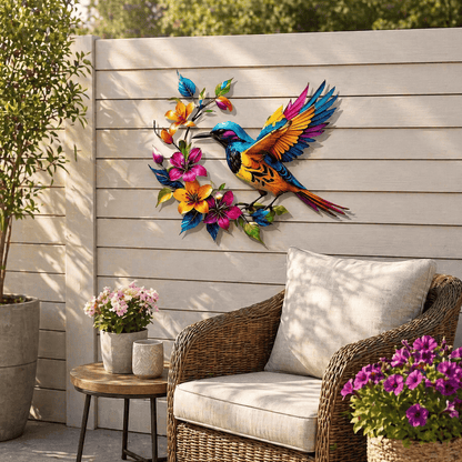 Hummingbird Bloom Metal Wall Art