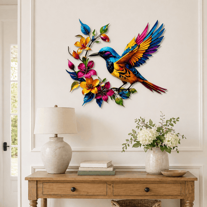 Hummingbird Bloom Metal Wall Art
