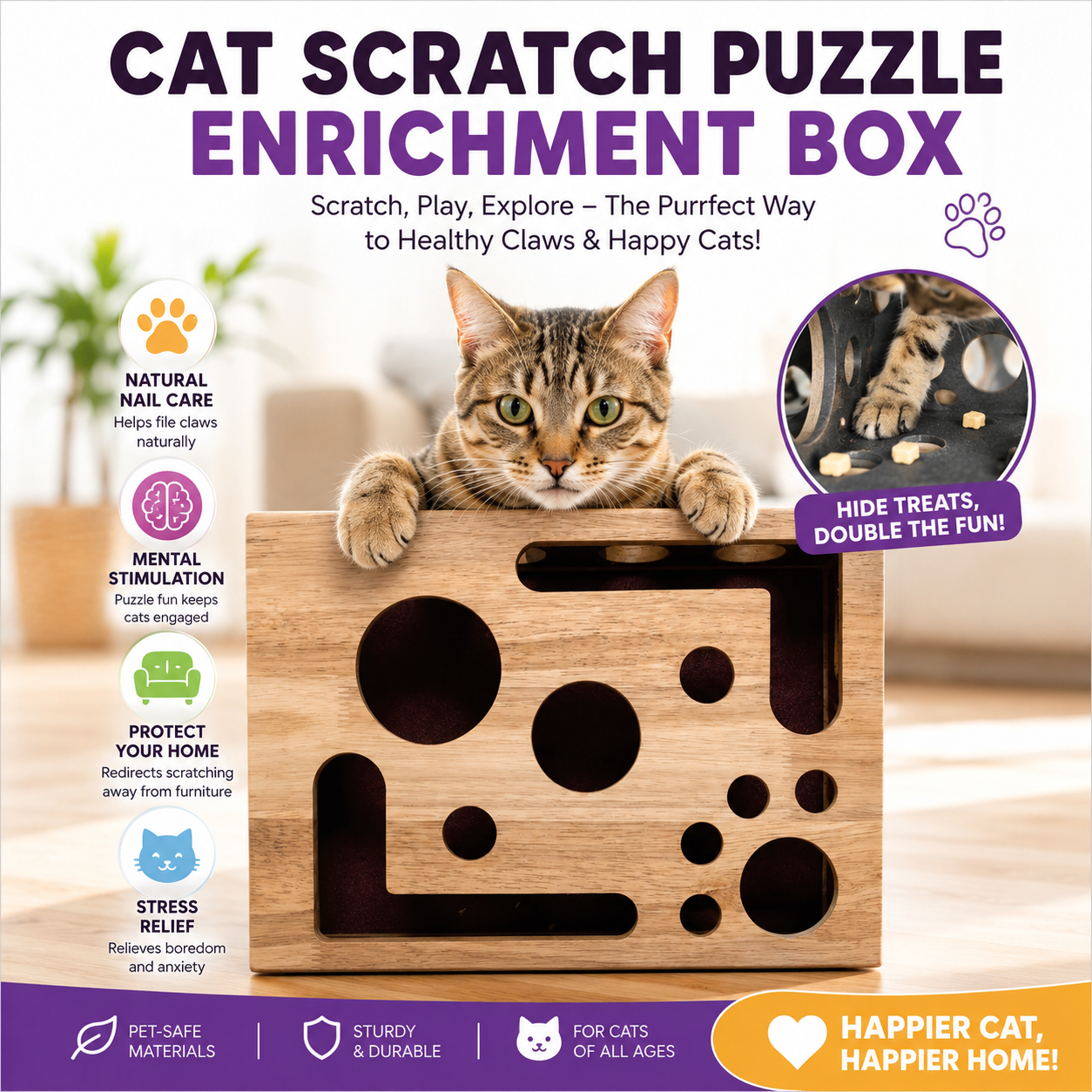 🎁😻 Cat Scratching Toy Box: Easily trim your cat’s nails without nail clippers or a nail file