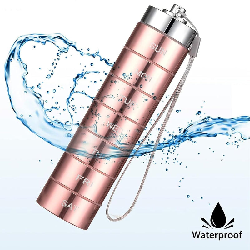 7-Day Waterproof Portable Aluminum Pill Organizer