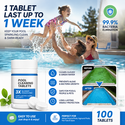 🌊✨ Pool Cleaning Tablets for Crystal Clear Water – Drop, Dissolve, Dive In! 🏊‍♂️