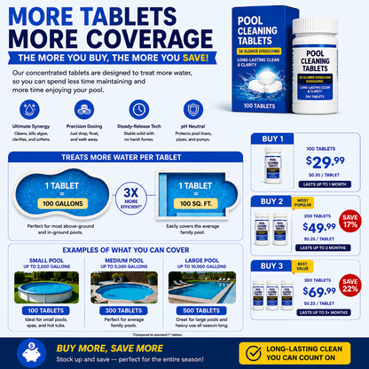 🌊✨ Pool Cleaning Tablets for Crystal Clear Water – Drop, Dissolve, Dive In! 🏊‍♂️