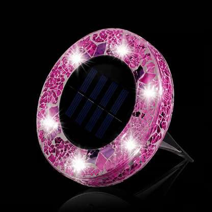Solar Disk Lights – Handcrafted Mosaic Outdoor LED Waterproof In-Ground & Tabletop Wireless Lighting
