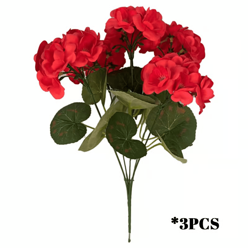 🌸 Lush, UV-Resistant Artificial Geraniums – Real Look, No Maintenance! 🌞🏡