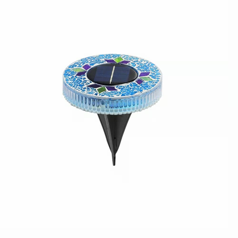 Solar Disk Lights – Handcrafted Mosaic Outdoor LED Waterproof In-Ground & Tabletop Wireless Lighting
