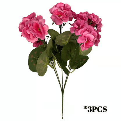 🌸 Lush, UV-Resistant Artificial Geraniums – Real Look, No Maintenance! 🌞🏡