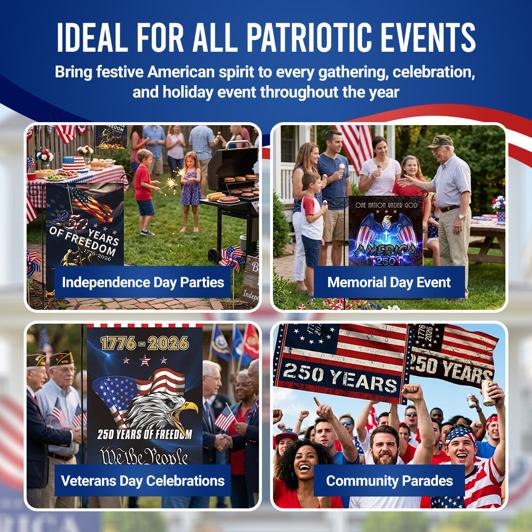 American 250th Anniversary Flag, Independence Day Banner, Commemorative Fan-Shaped Flag, Garden Flag