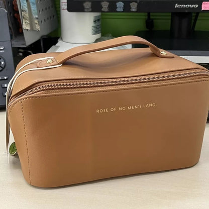 Large Capacity Leather Travel Cosmetic Bag