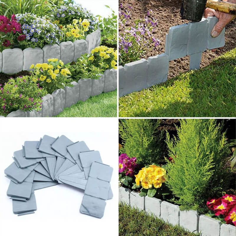 🌻High-quality, durable simulated stone garden fence🌻Stone-effect garden fence