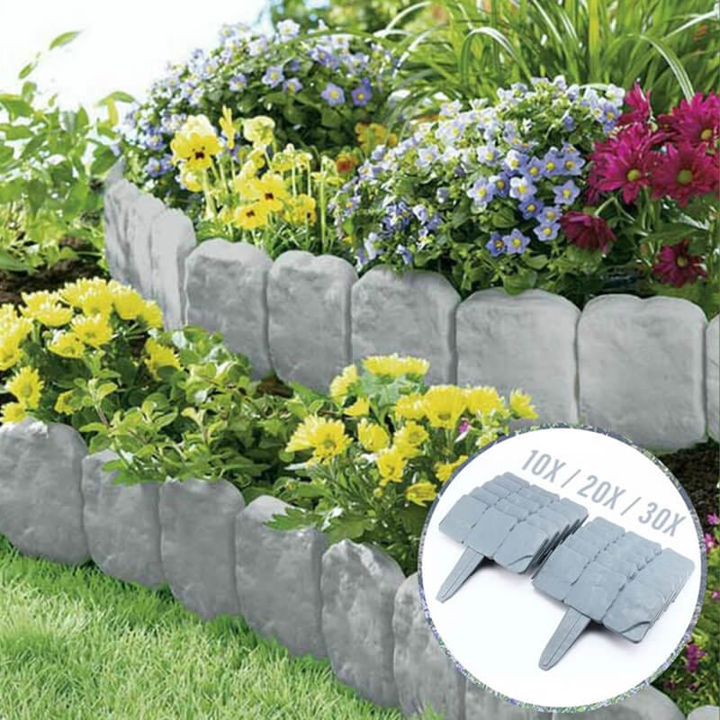 🌻High-quality, durable simulated stone garden fence🌻Stone-effect garden fence