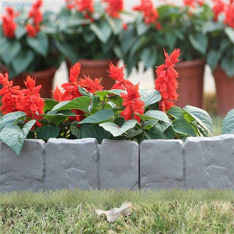 🌻High-quality, durable simulated stone garden fence🌻Stone-effect garden fence